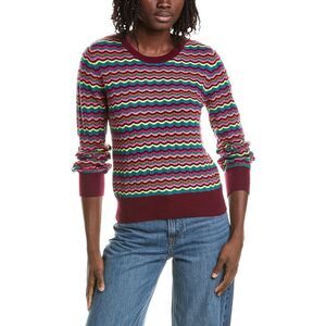 &Isla Womens  Cassie Wave Stitch 100% Cashmere Sweater, Red